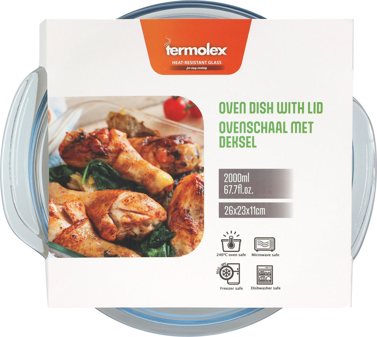 Termolex Ovenschaal glas met deksel 1,0 L