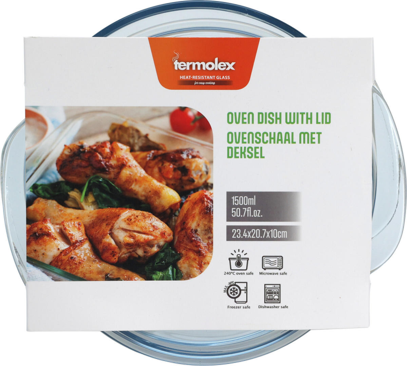 Termolex Ovenschaal glas met deksel 1,5 L