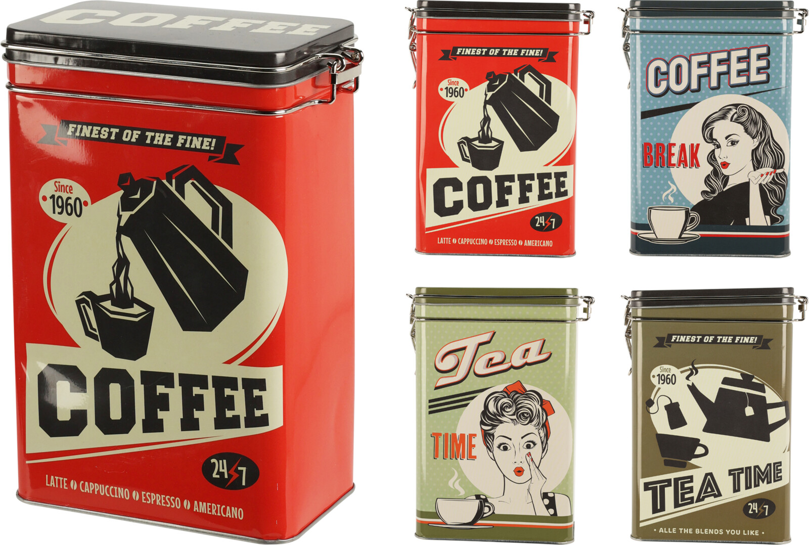 Voorraadblik Staal Koffie 4 assorti