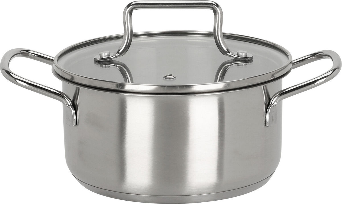 EH Kookpan RVS met glazen deksel - 16cm