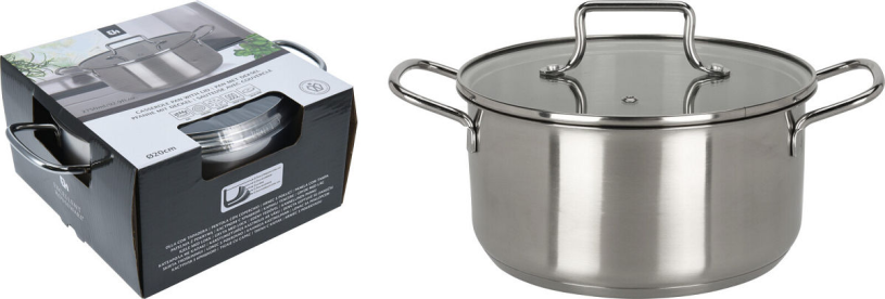 EH Kookpan RVS met glazen deksel - 20cm