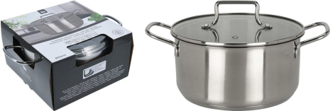 EH Kookpan RVS met glazen deksel - 20cm