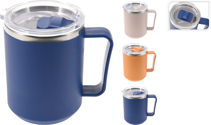 Drinkbeker thermo cup RVS 420ML assorti