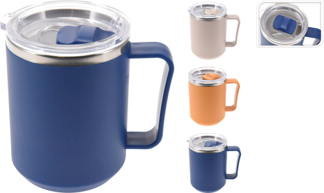 Drinkbeker thermo cup RVS 420ML assorti