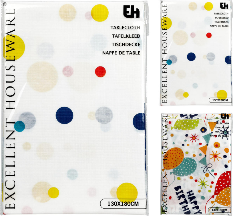 Tafelkleed Flanel Feest 130x180cm assorti