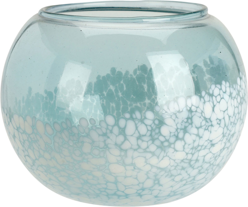 Theelichthouder glas 13cm - marble blue