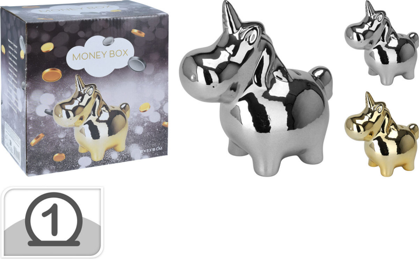 Spaarpot Eenhoorn metallic assorti