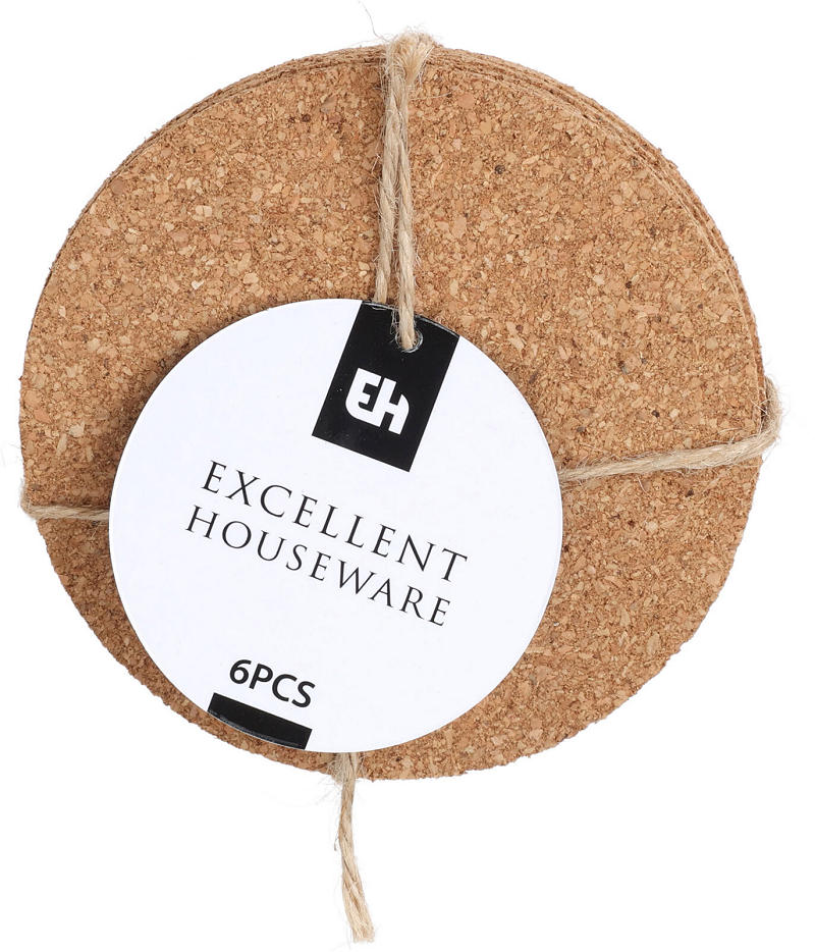 EH Onderzetter kurk 6 st. rond