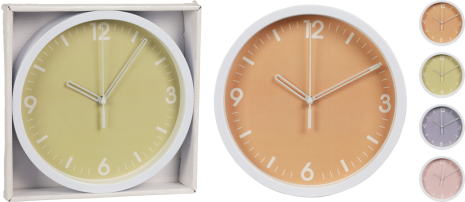 Wandklok 225mm 4 assorti