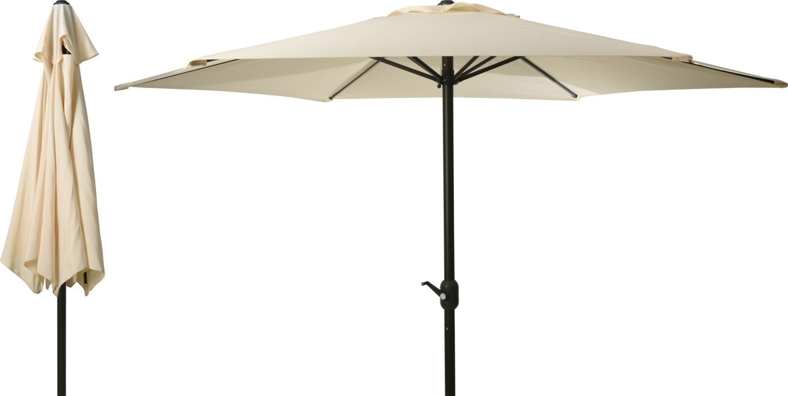 Parasol 3m met draaimechanisme 48mm buis - creme