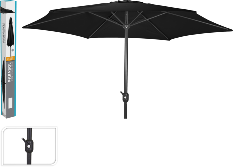 Parasol 3m met draaimechanisme 48mm buis - zwart
