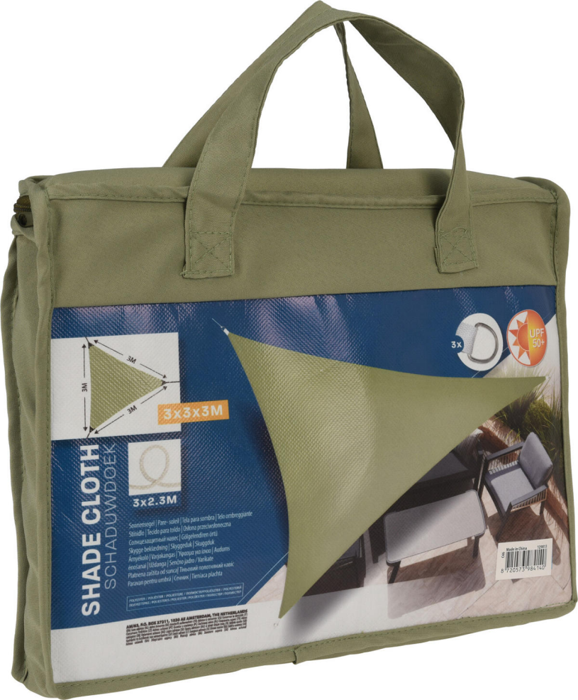 Schaduwdoek UV50+ Driehoek 3x3x3m - groen