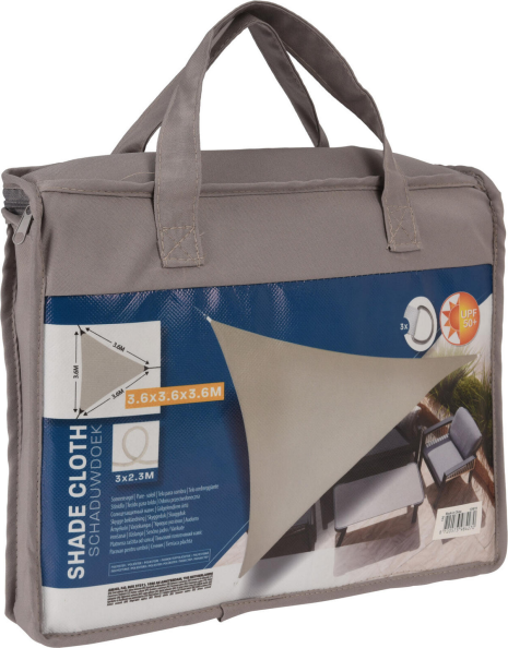 Schaduwdoek UV50+ Driehoek 3.6x3.6x3.6m - taupe