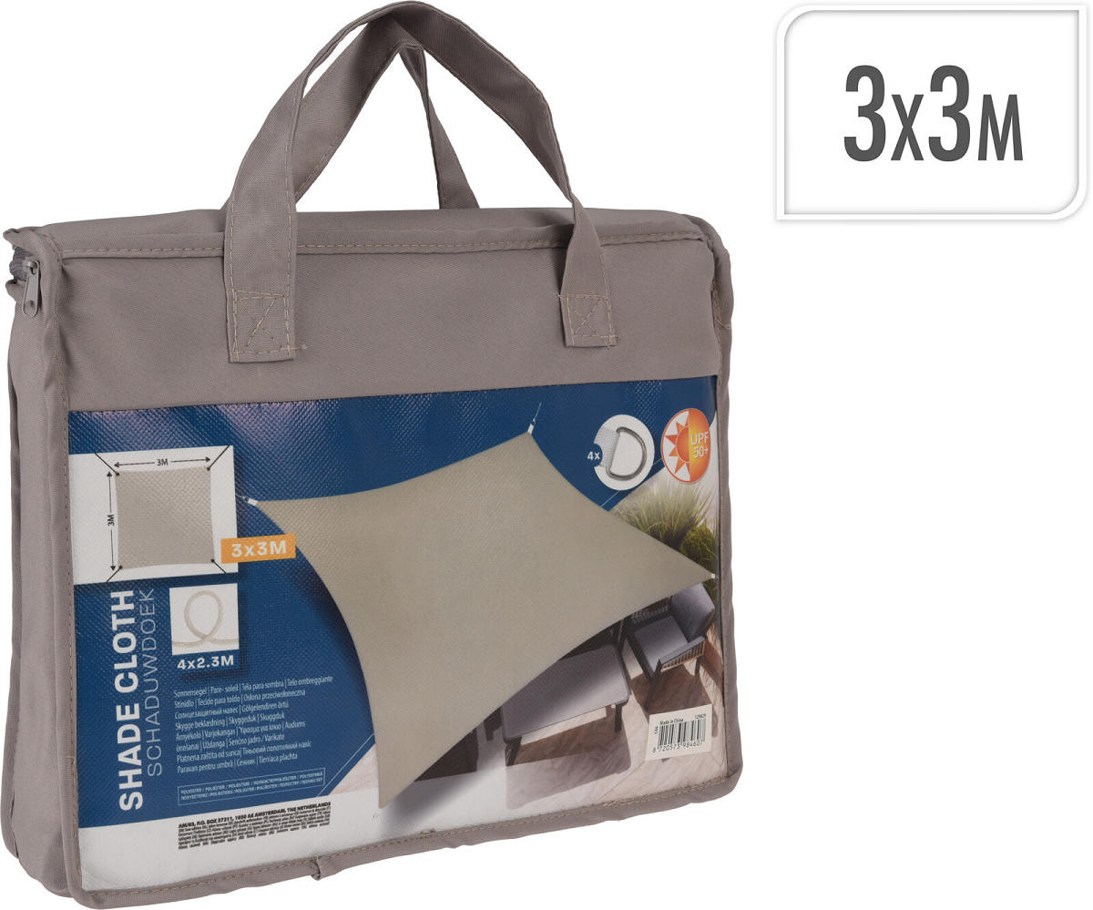 Schaduwdoek UV50+ Vierkant 3x3m - taupe