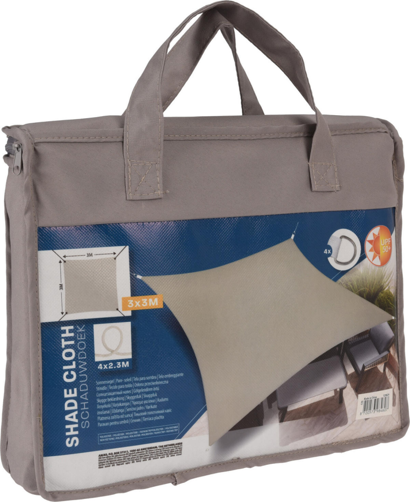 Schaduwdoek UV50+ Vierkant 3x3m - taupe