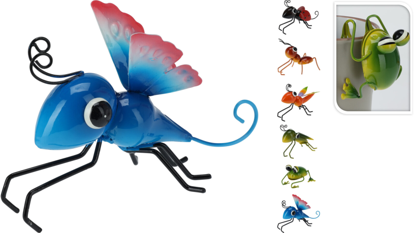 Bloempothanger Insect metaal 130x90x85mm assorti