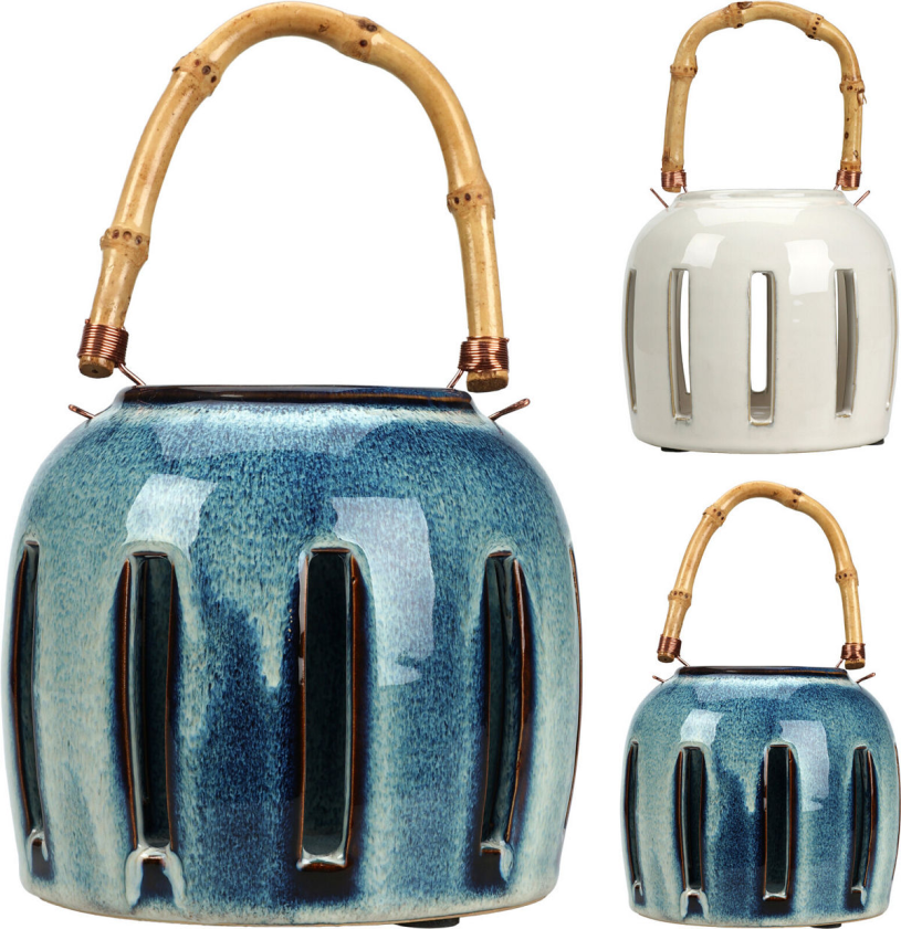 Lantaarn met bamboo handvat assorti