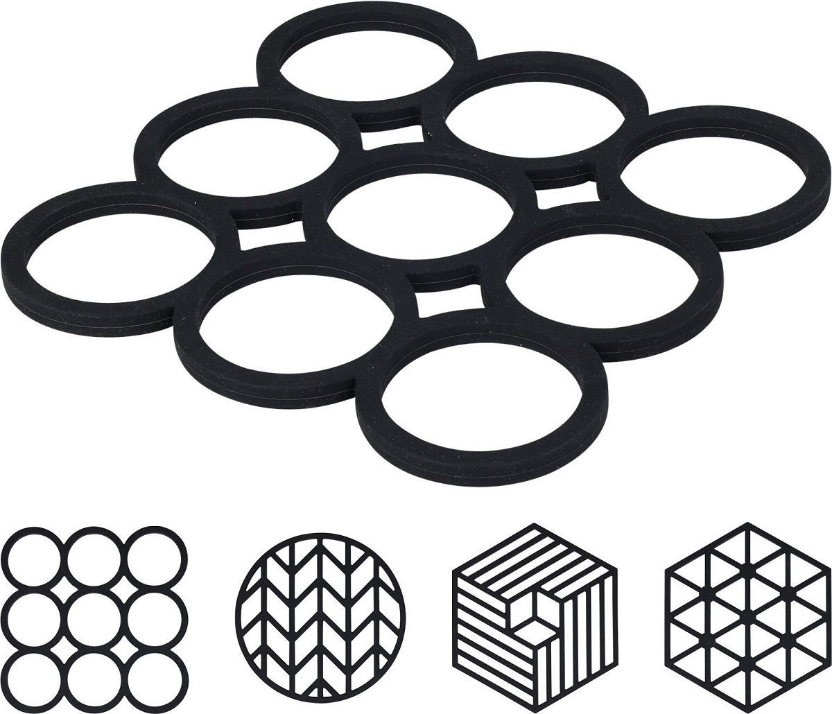 Panonderzetter Silicone assorti vormen - zwart