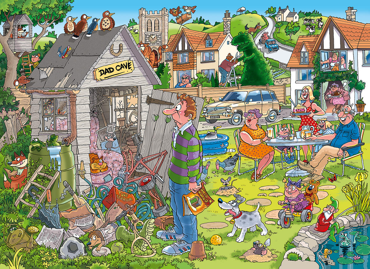 Puzzel 1000 st. Wasgij Destiny 28 - De Mancave Van Pa!