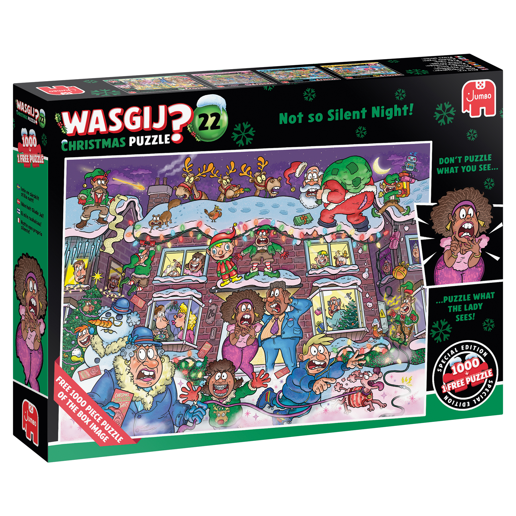 Puzzel 2x1000 Wasgij Christmas 22 - Niet zo'n stille nacht!