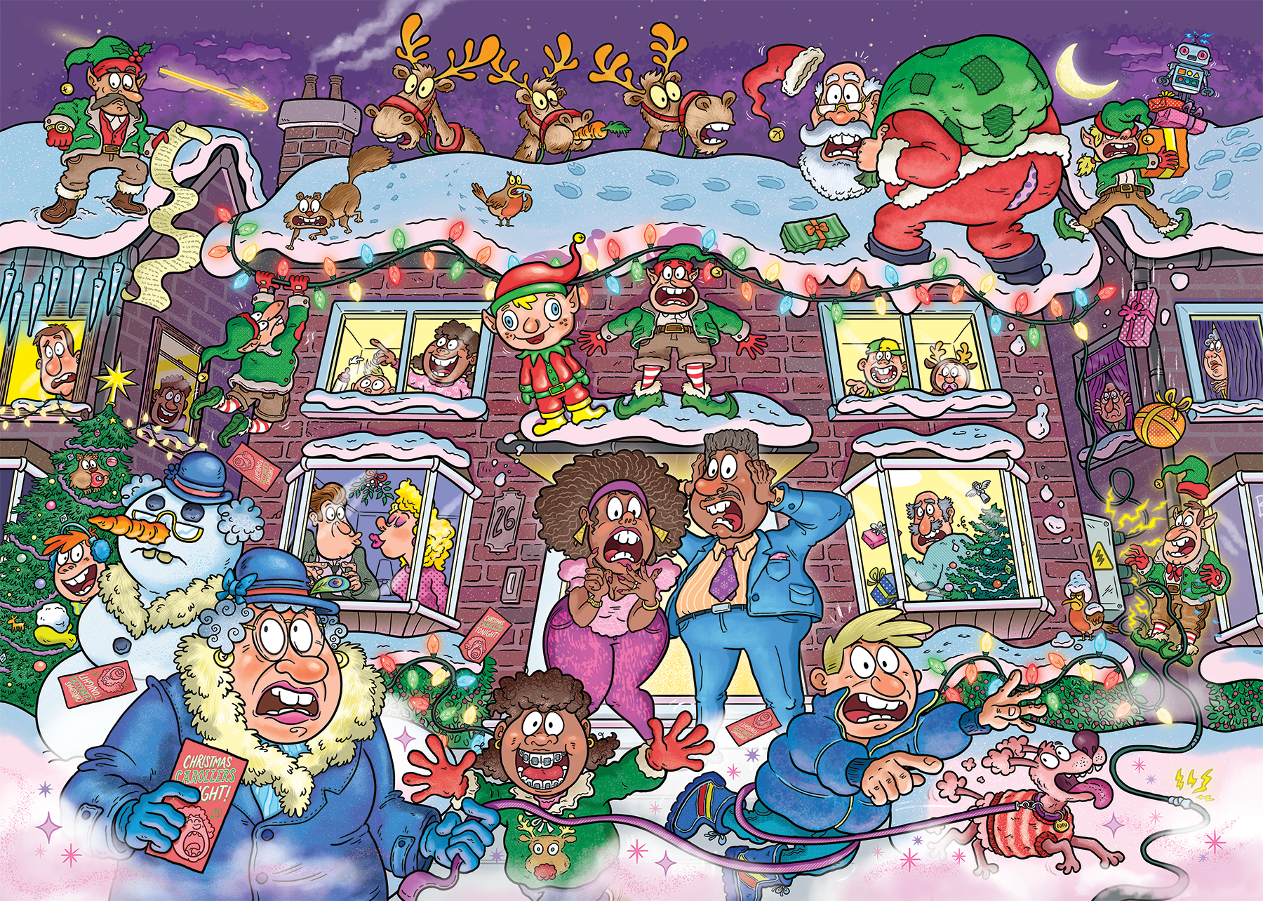 Puzzel 2x1000 Wasgij Christmas 22 - Niet zo'n stille nacht!