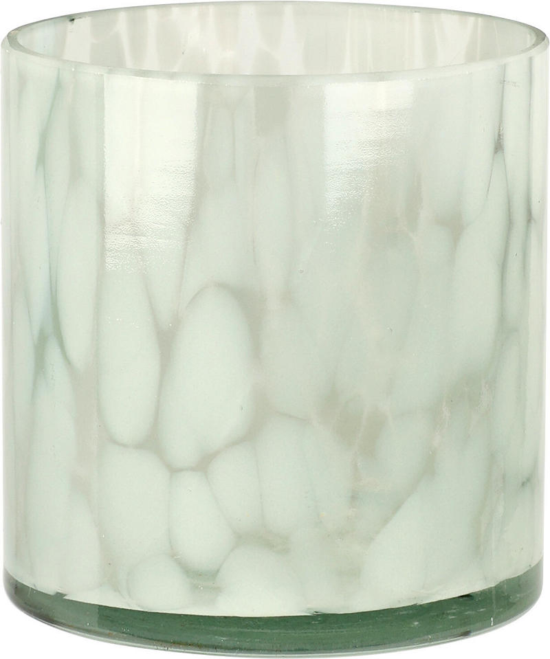 Theelichthouder Marmer glas 8x8cm - assorti kleur