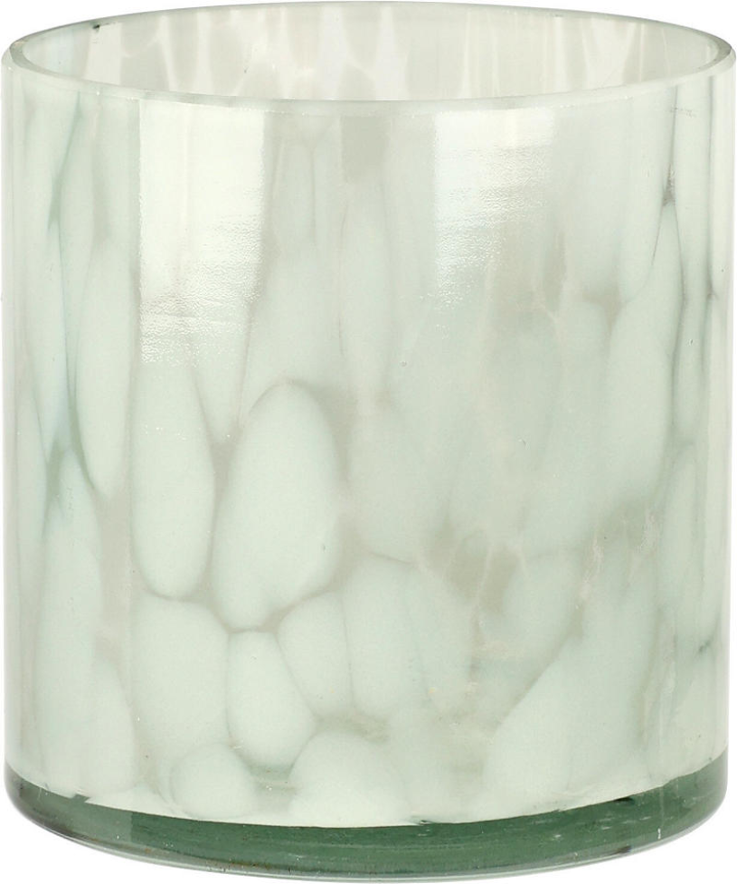 Theelichthouder Marmer glas 8x8cm - assorti kleur