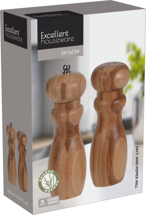 Bamboo Peper en zoutmolen set 16cm