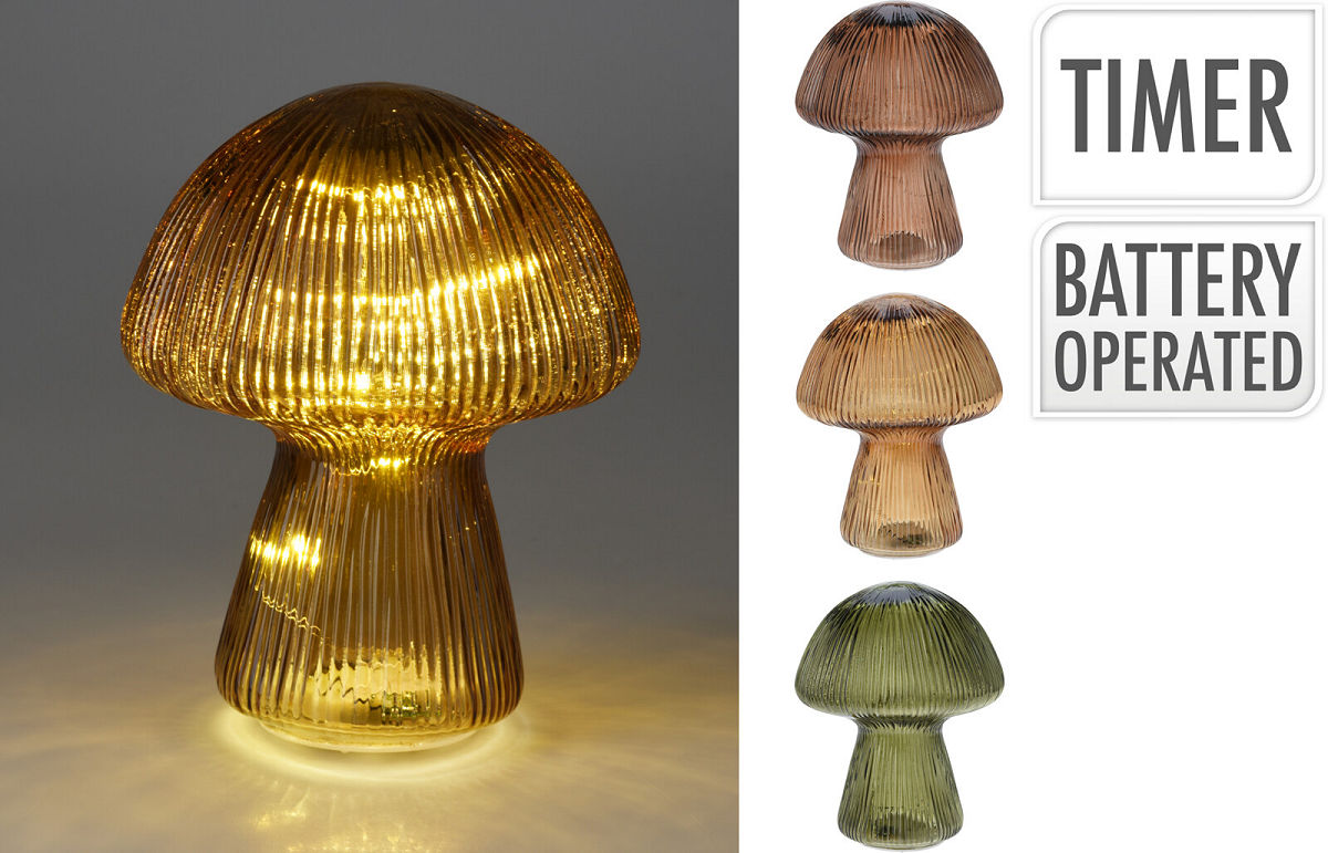 Lamp LED Paddenstoel 20cm 3 assorti kleur
