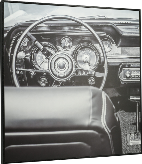 Wanddeco MDF in frame 38x38cm Classic cars assorti