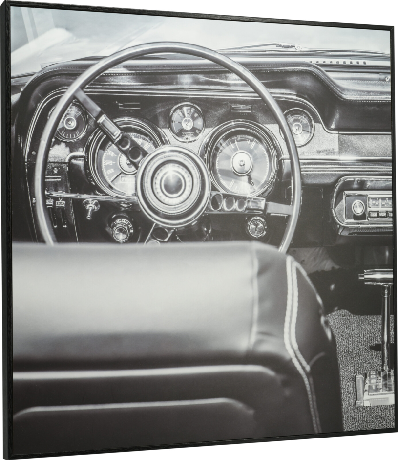Wanddeco MDF in frame 38x38cm Classic cars assorti