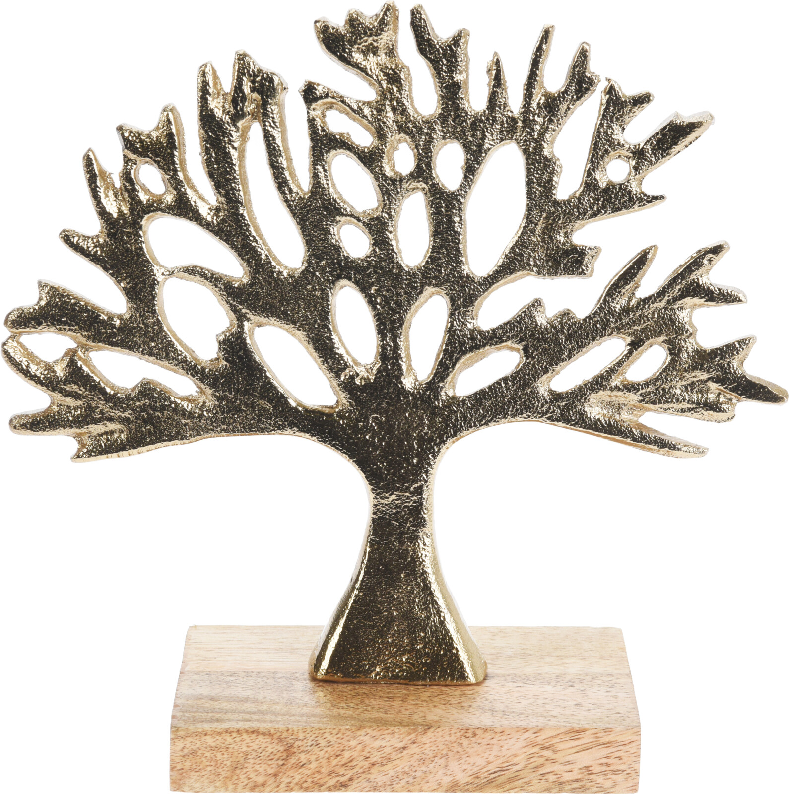 Boom Aluminium met hout 17x6x16cm goud