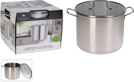 EH Soeppan RVS met glazen deksel - 24cm