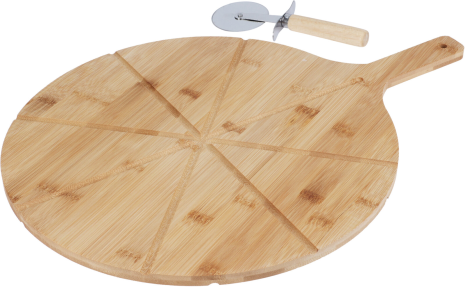 Pizza snijplank bamboo set incl. pizzasnijder