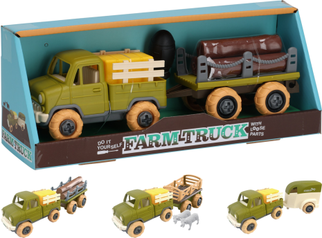 Boerderij voertuigen met aanhanger 26cm assorti