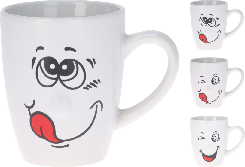 Beker aardewerk Faces 300ml 3 assorti