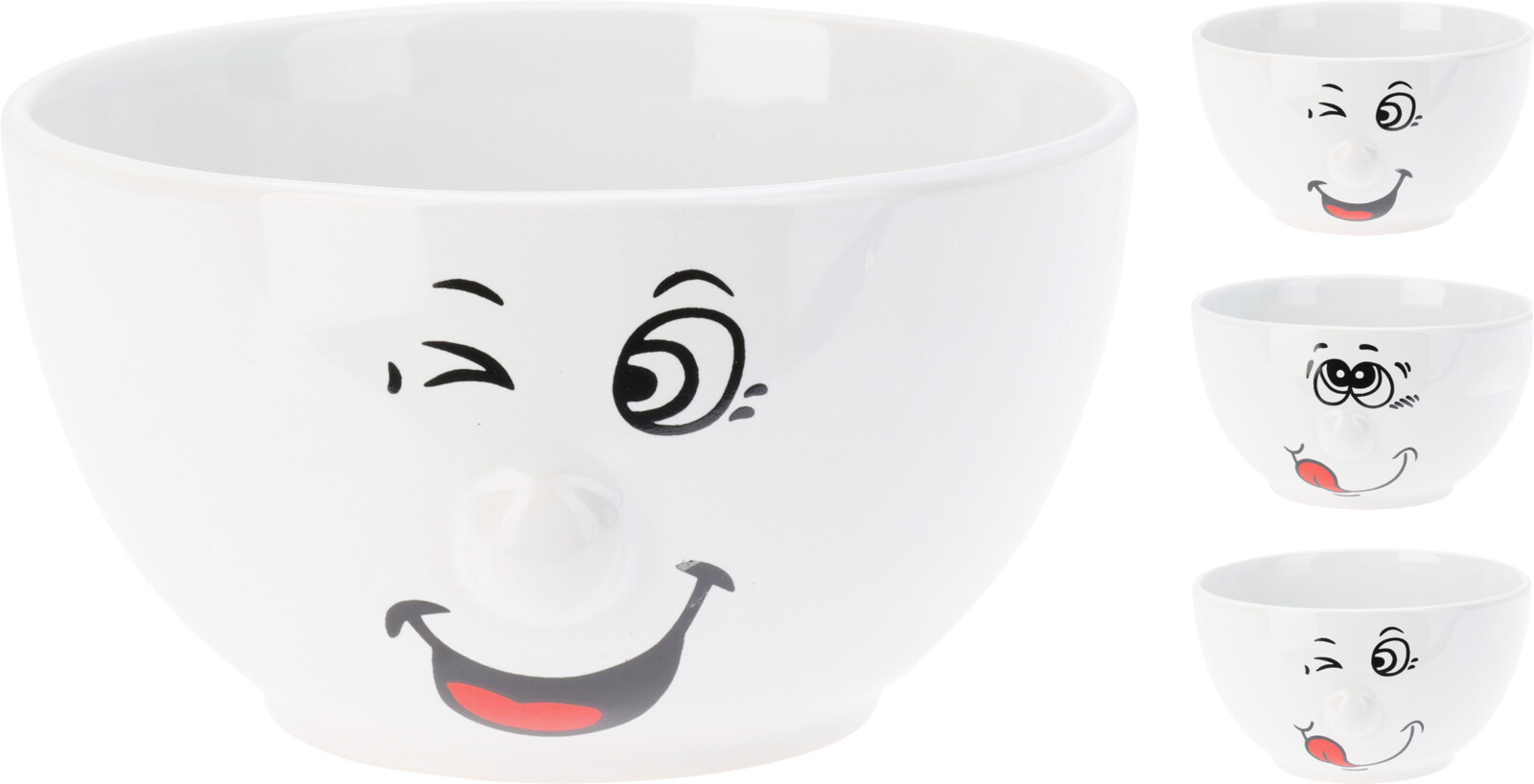 Schaal aardewerk Faces 500ml 3 assorti