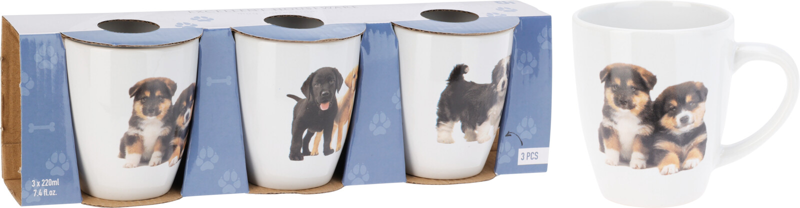 Beker 22cl set 3 stuks - Honden