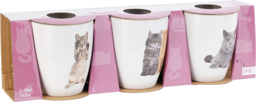 Beker 22cl set 3 stuks - Katten