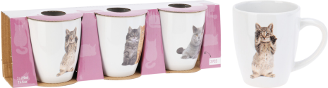 Beker 22cl set 3 stuks - Katten