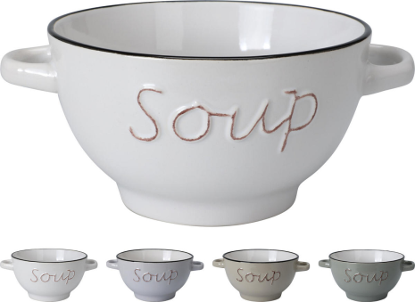 Soepkom 500ml aardewerk 4 assorti kleur