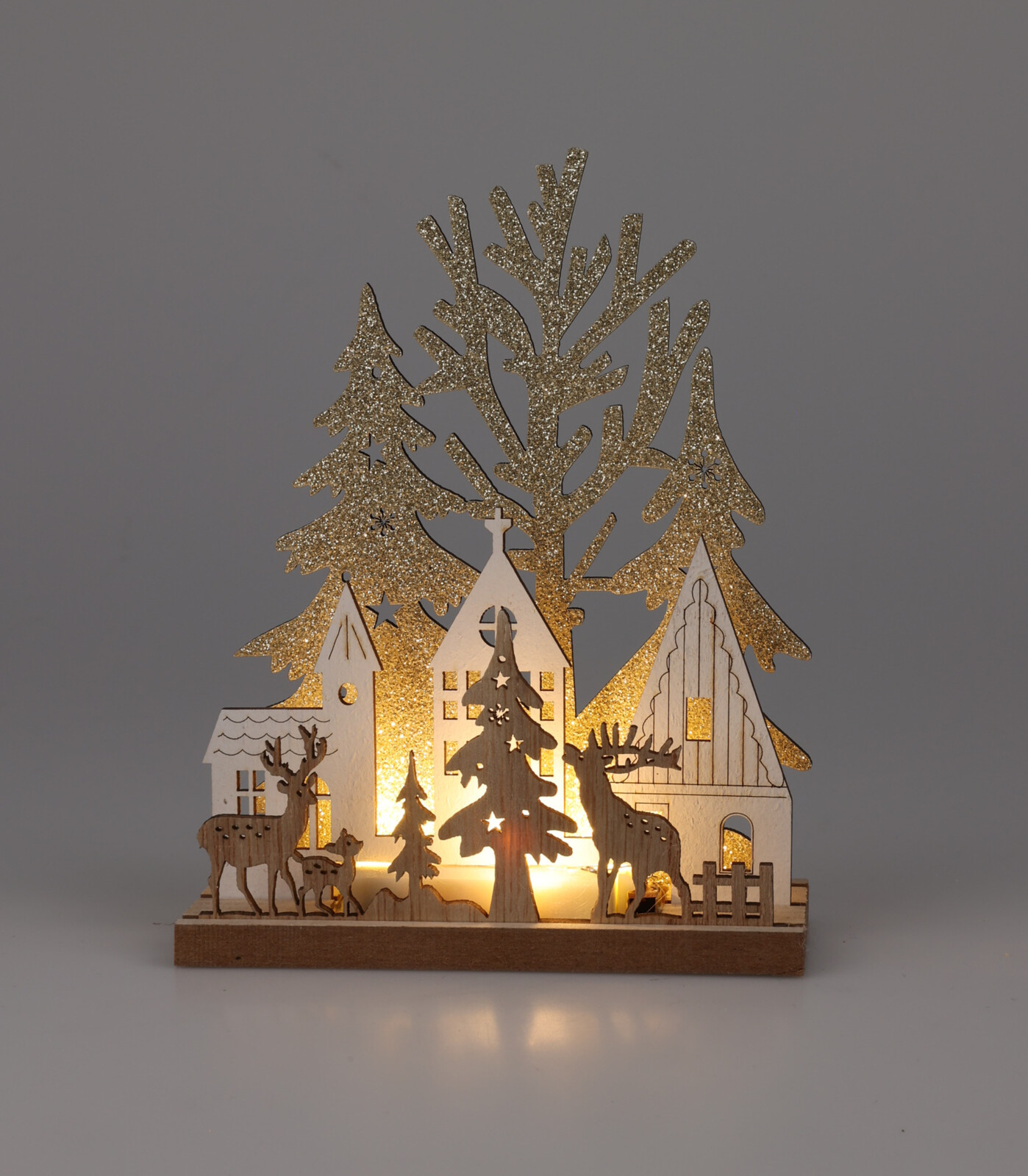 Kerstlamp LED Hout 2 assorti