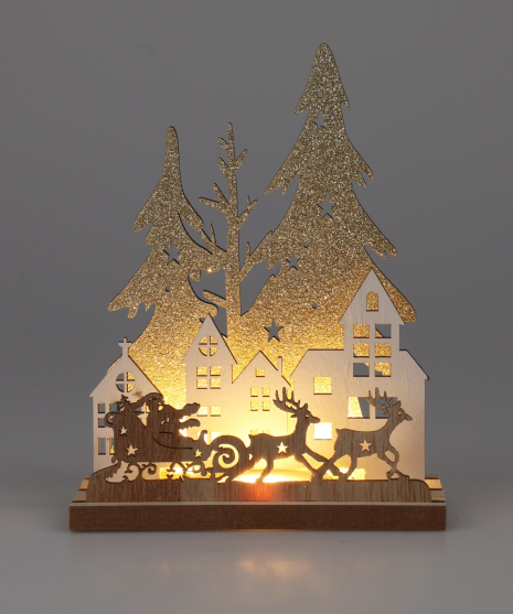 Kerstlamp LED Hout 2 assorti