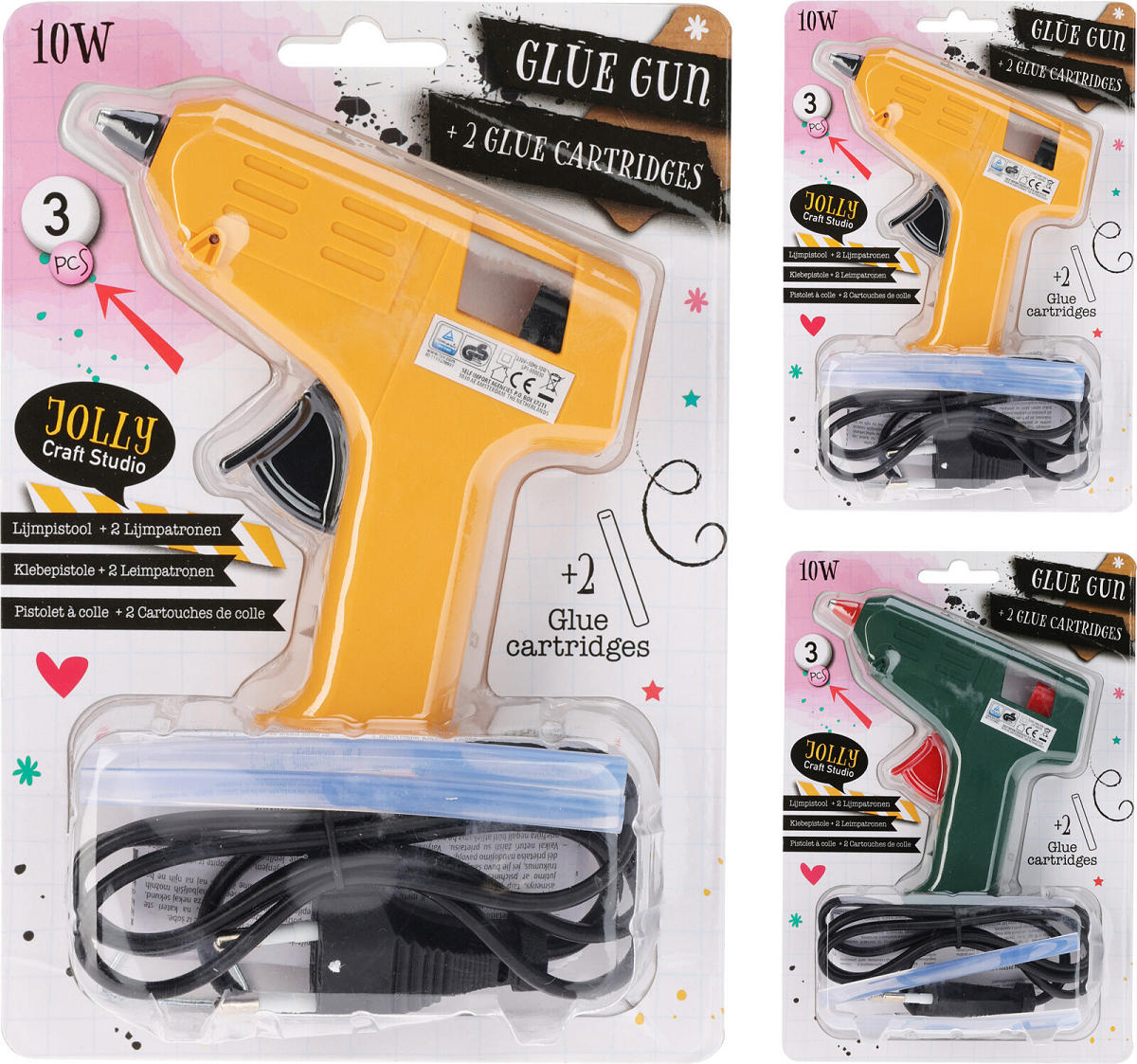 Lijmpistool 10W 2 assorti kleur