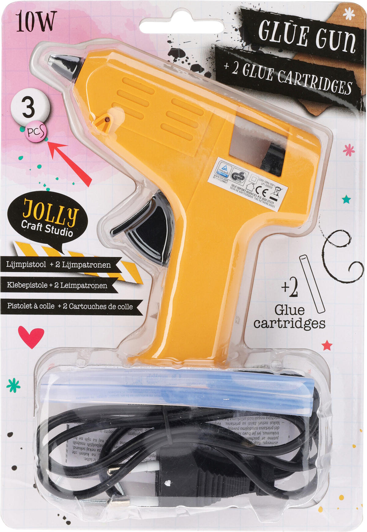 Lijmpistool 10W 2 assorti kleur