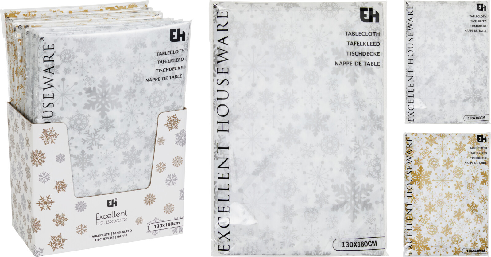 Tafelkleed Flanel 180x130cm Sneeuwvlok assorti