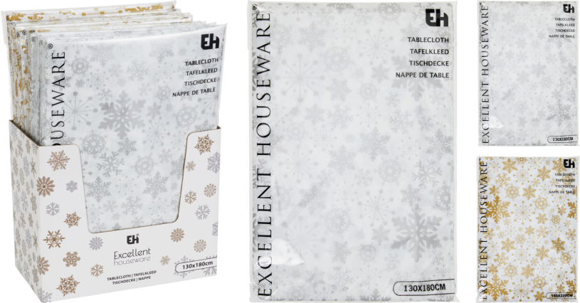Tafelkleed Flanel 180x130cm Sneeuwvlok assorti