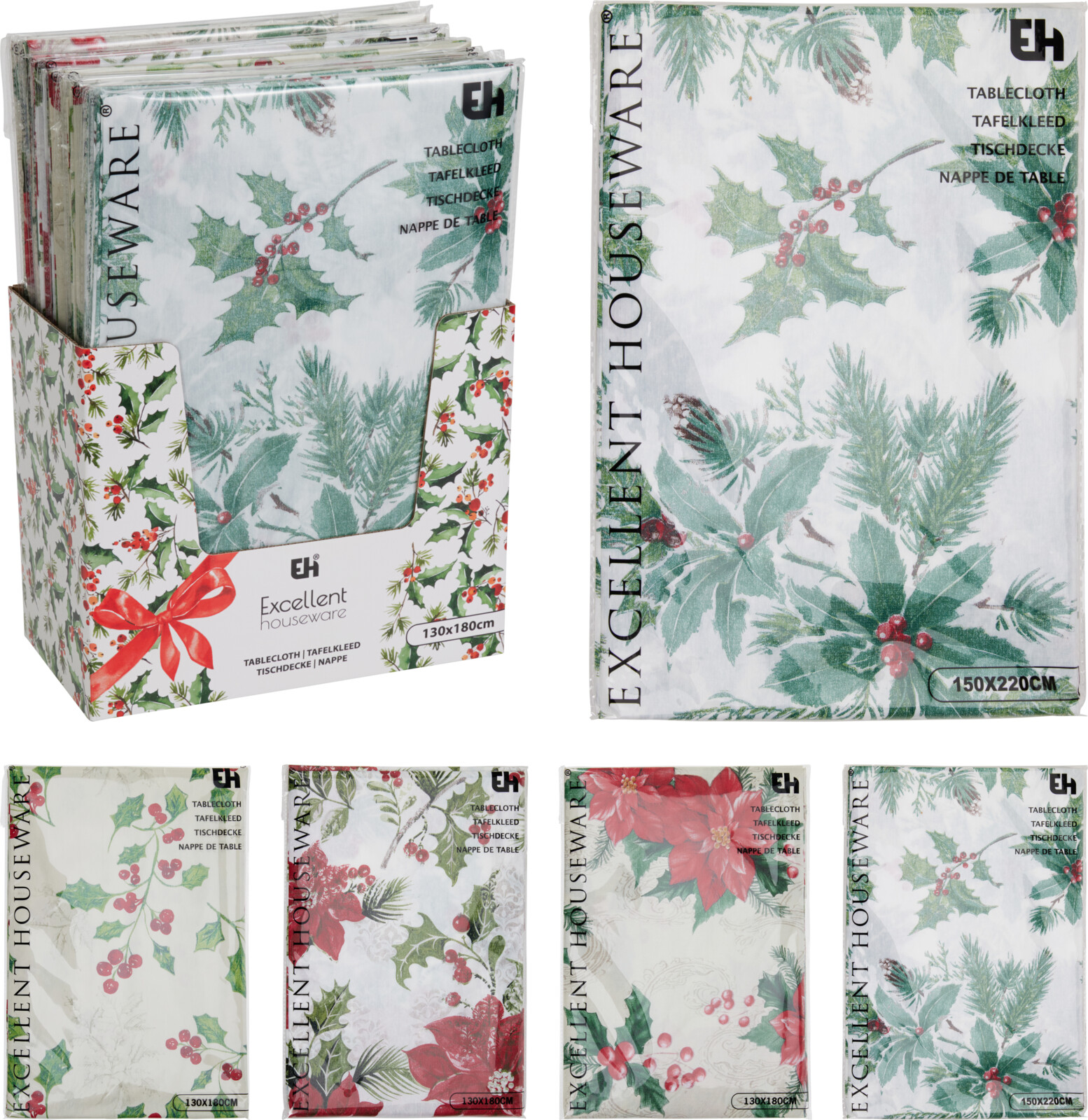 Tafelkleed Flanel 180x130cm Kerst Traditioneel assorti