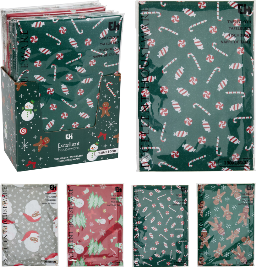 Tafelkleed Flanel 180x130cm X-mas assorti