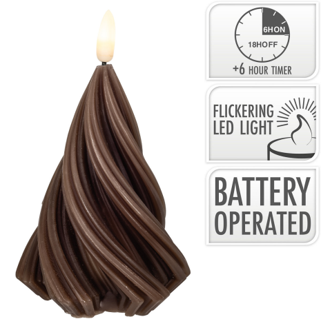 Waxkaars Boom LED Bruin 13cm